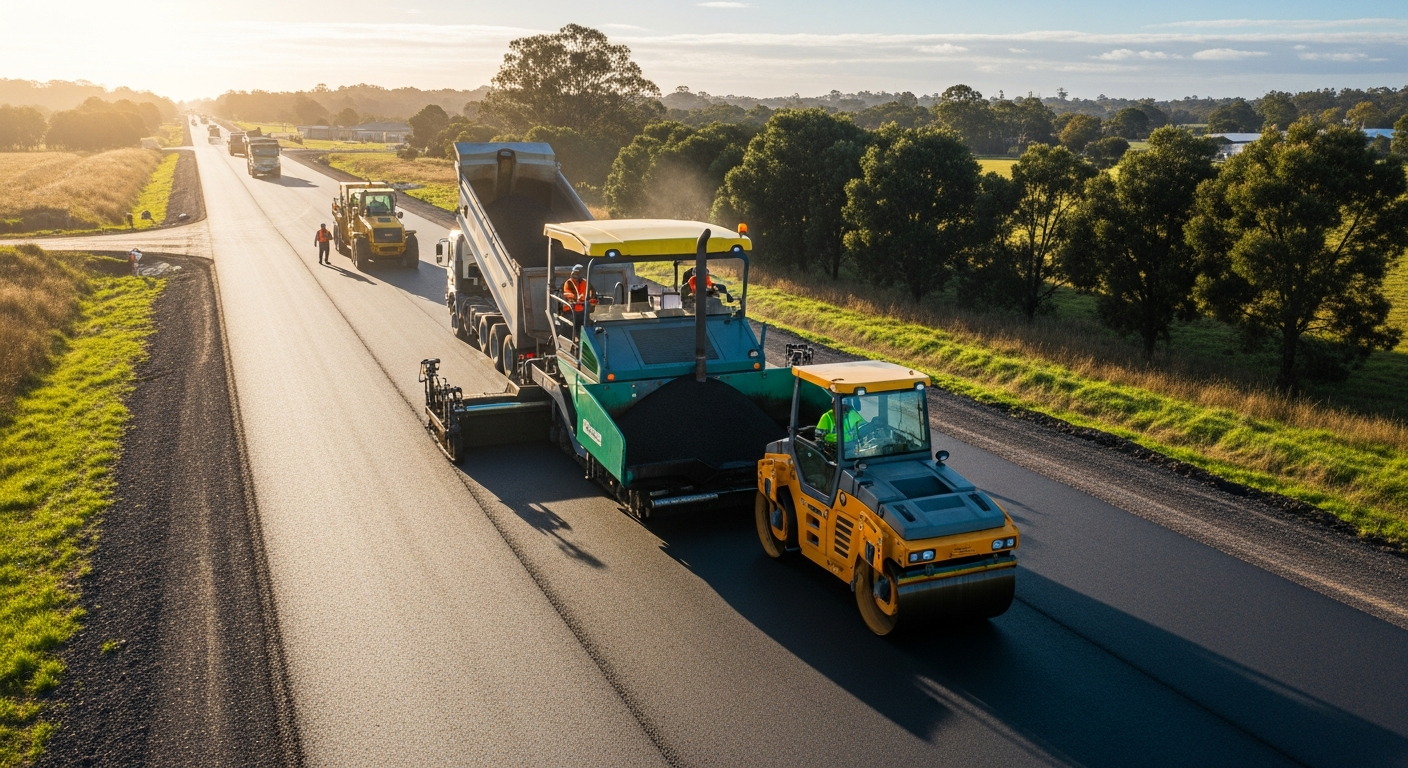 Asphalt paving road construction